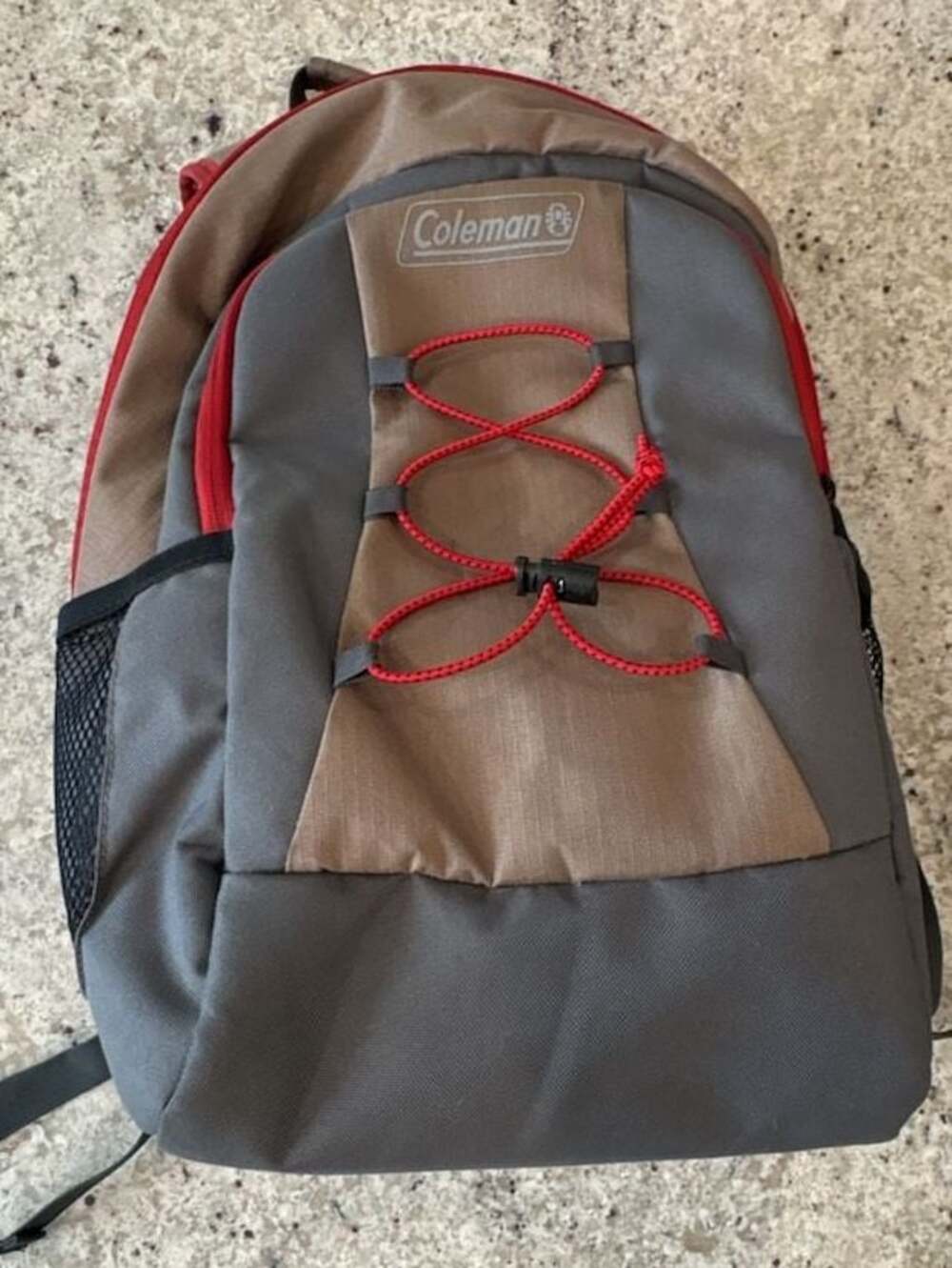 Coleman Insulated Cooler Backpack Hiking Bag Gray Brown Red